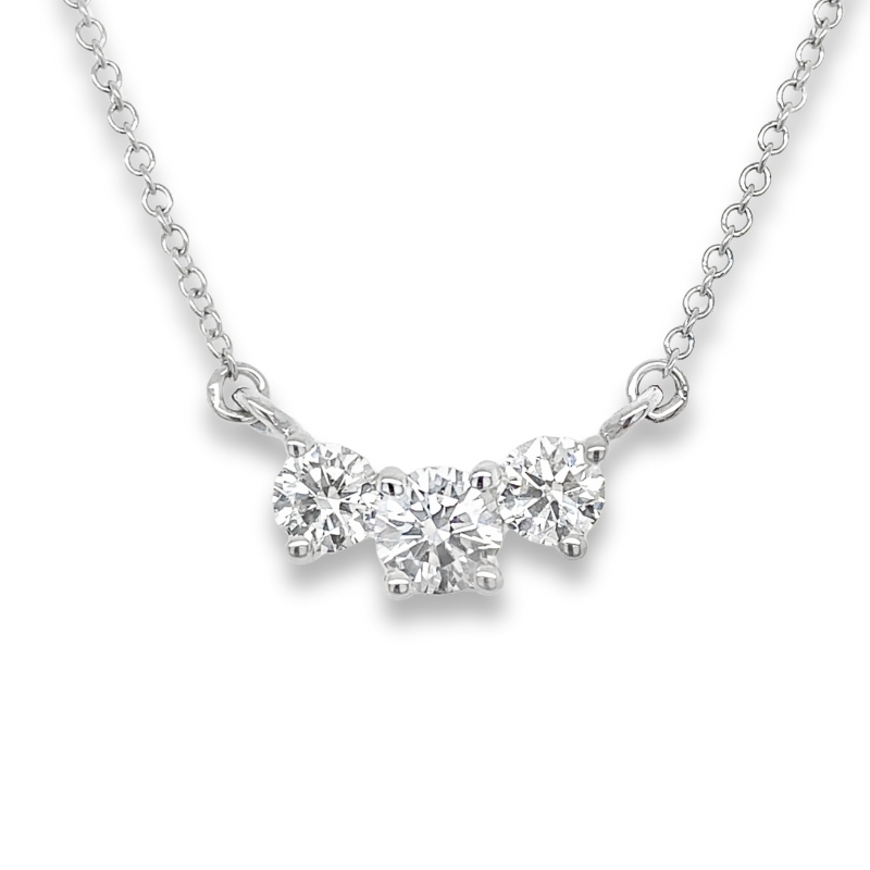 Three Stone Diamond Pendant Necklace