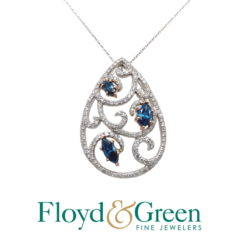 Blue Diamond Filigree Pendant
