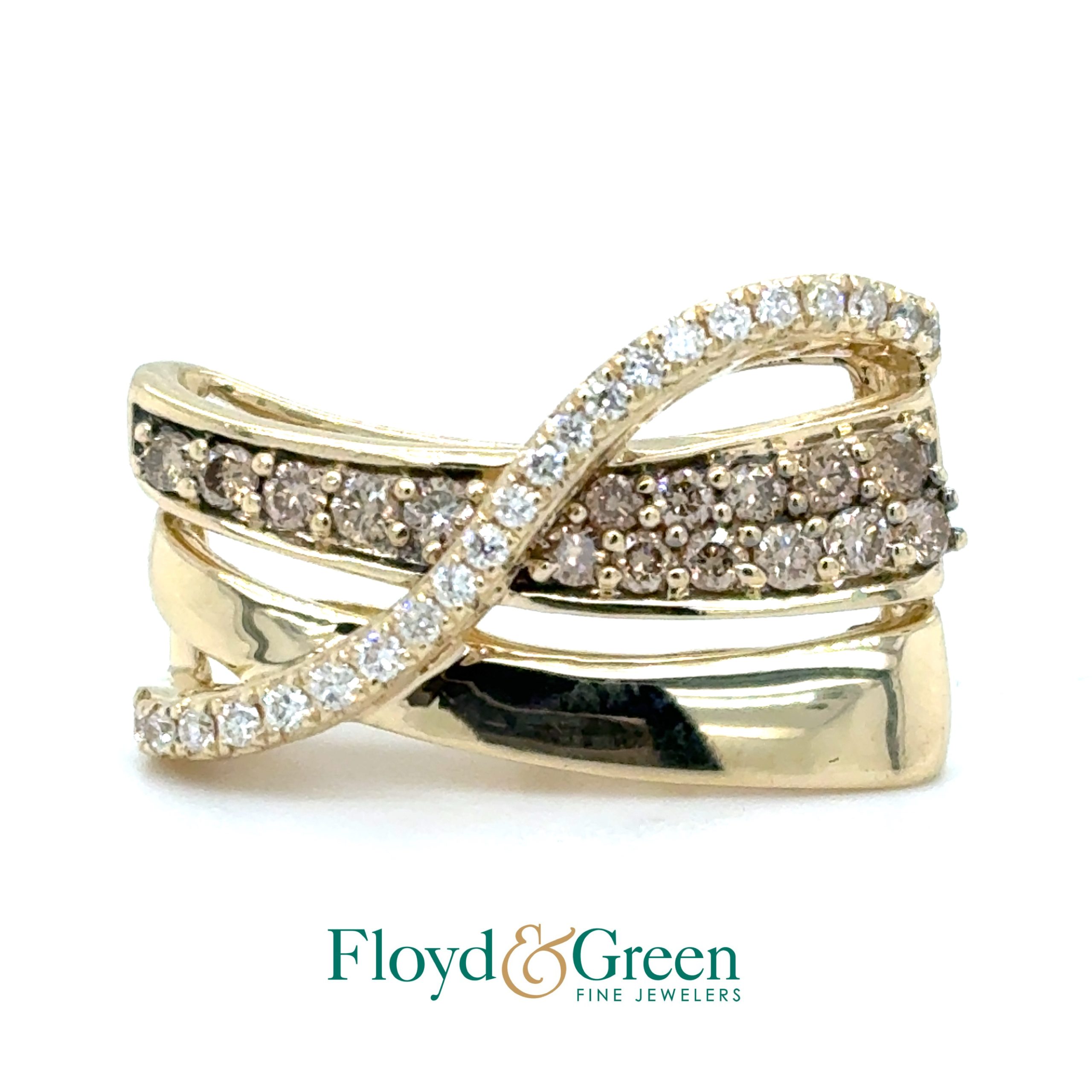 14KY Diamond Le Vian Slider, 16 Round Brown, 0.24ct, VS2-SI1, 22 Round, 0.13ct, H VS2