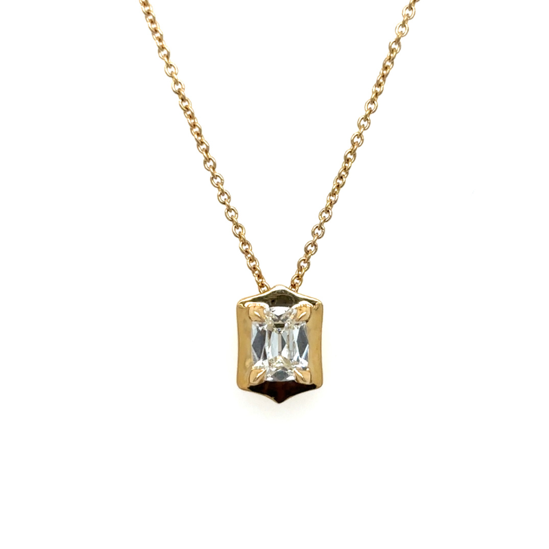 HENRI DAUSSI V-Tip Cushion Diamond Pendant Necklace