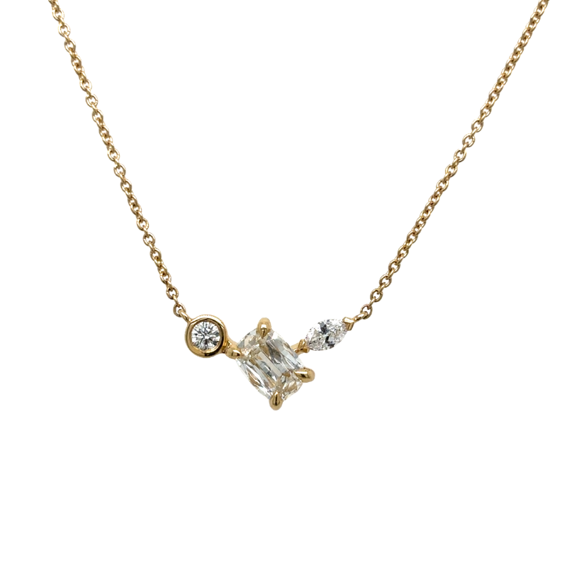 HENRI DAUSSI Multi-Shape Diamond Pendant Necklace
