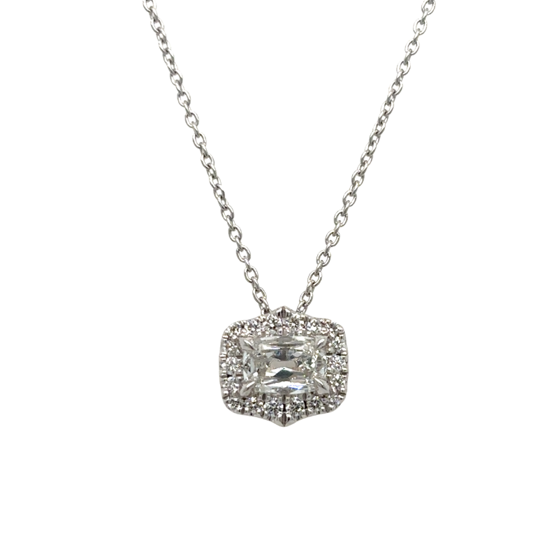 HENRI DAUSSI Cushion Diamond Pendant Necklace