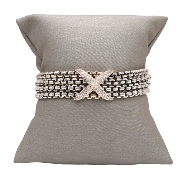 David Yurman Sterling Silver and Diamond X 4 Row Bracelet