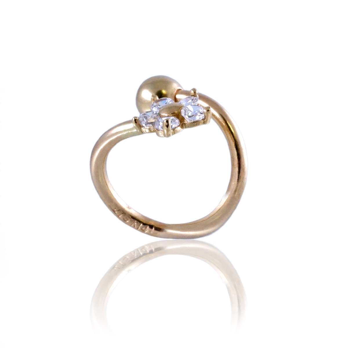 14k Gold Round Curve Flower Piercing