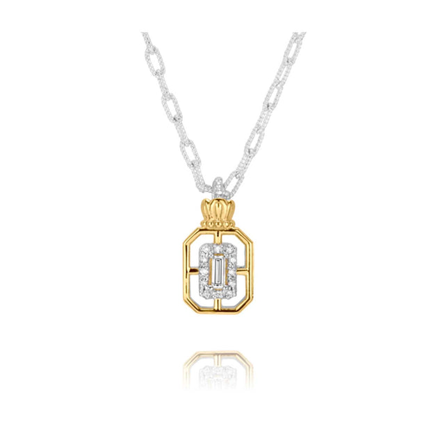 Vahan Sterling Silver and 14k Gold Diamond Pendant Necklace – 70952D/18