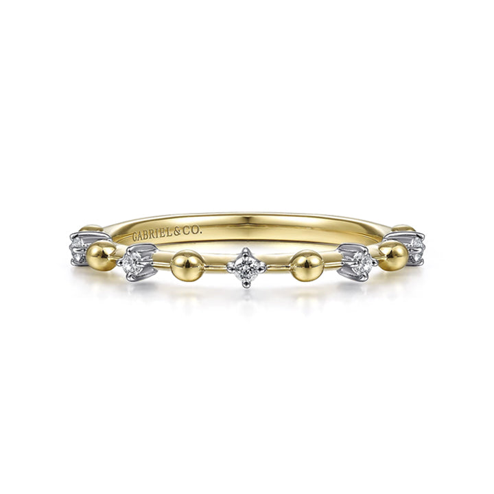 Gabriel & Co 14K Yellow Gold Alternating Diamond and Bujukan Ball Ring - LR51703Y45JJ