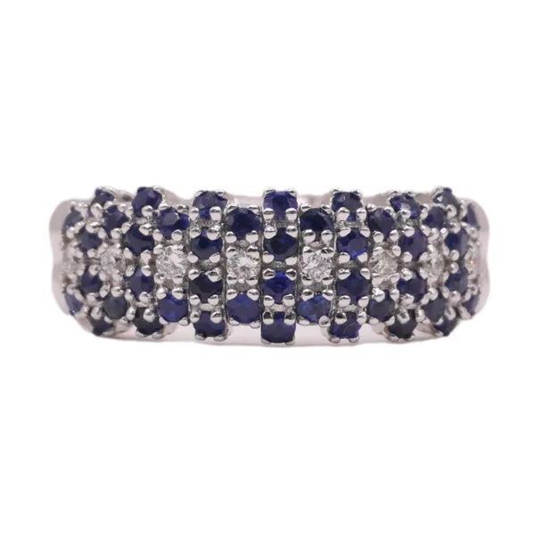 .19ctw Diamond and 1.16ctw Sapphire Pickleball Stretchy Ring