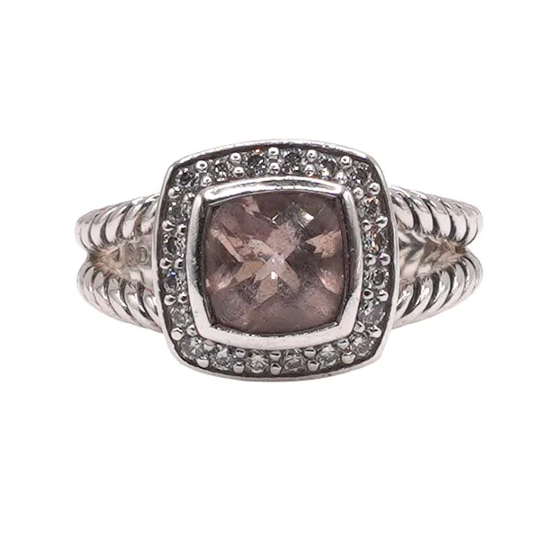 David Yurman Pink Stone and Diamond Albion Sterling Silver Ring