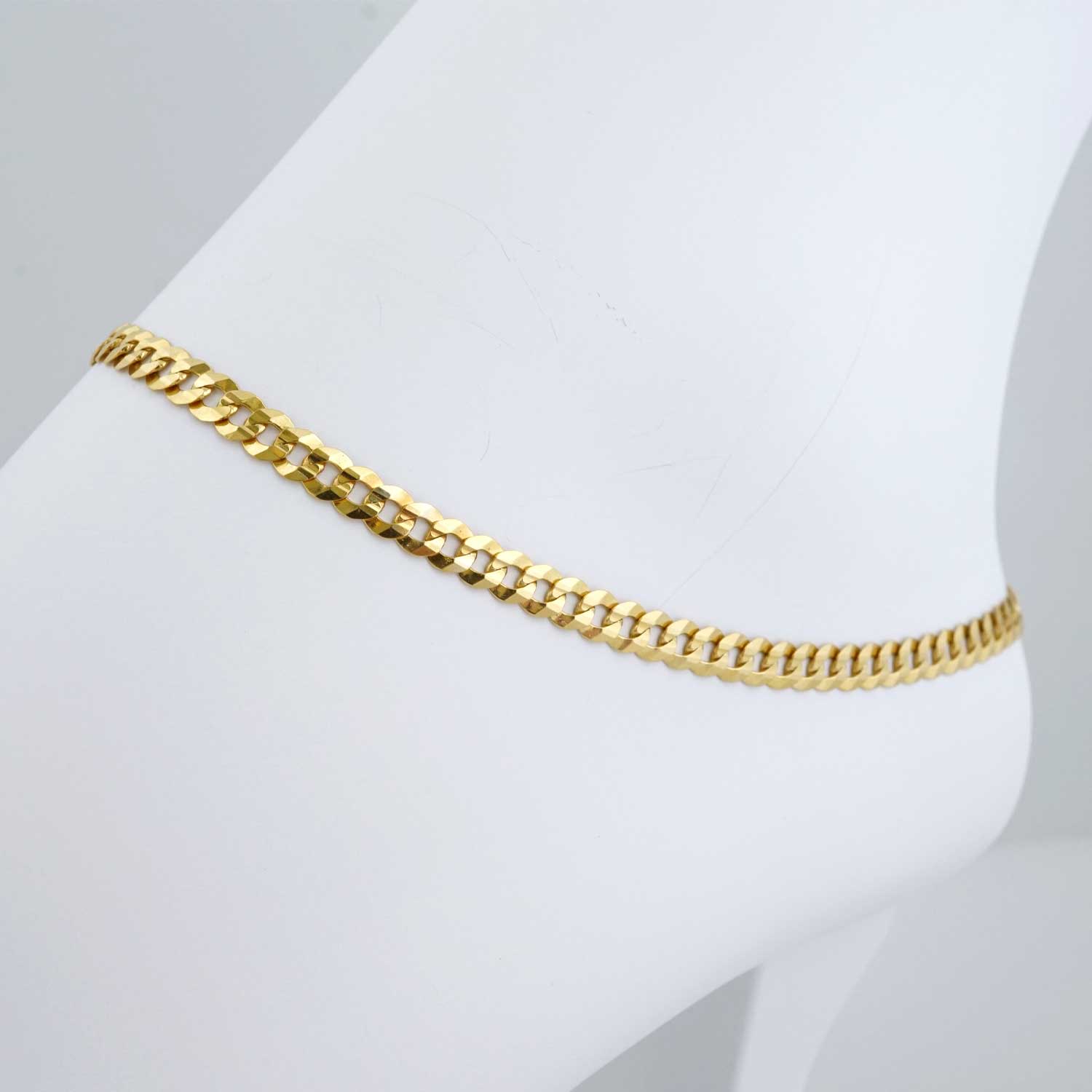 10k Yellow Gold Italian Solid Curb Anklet