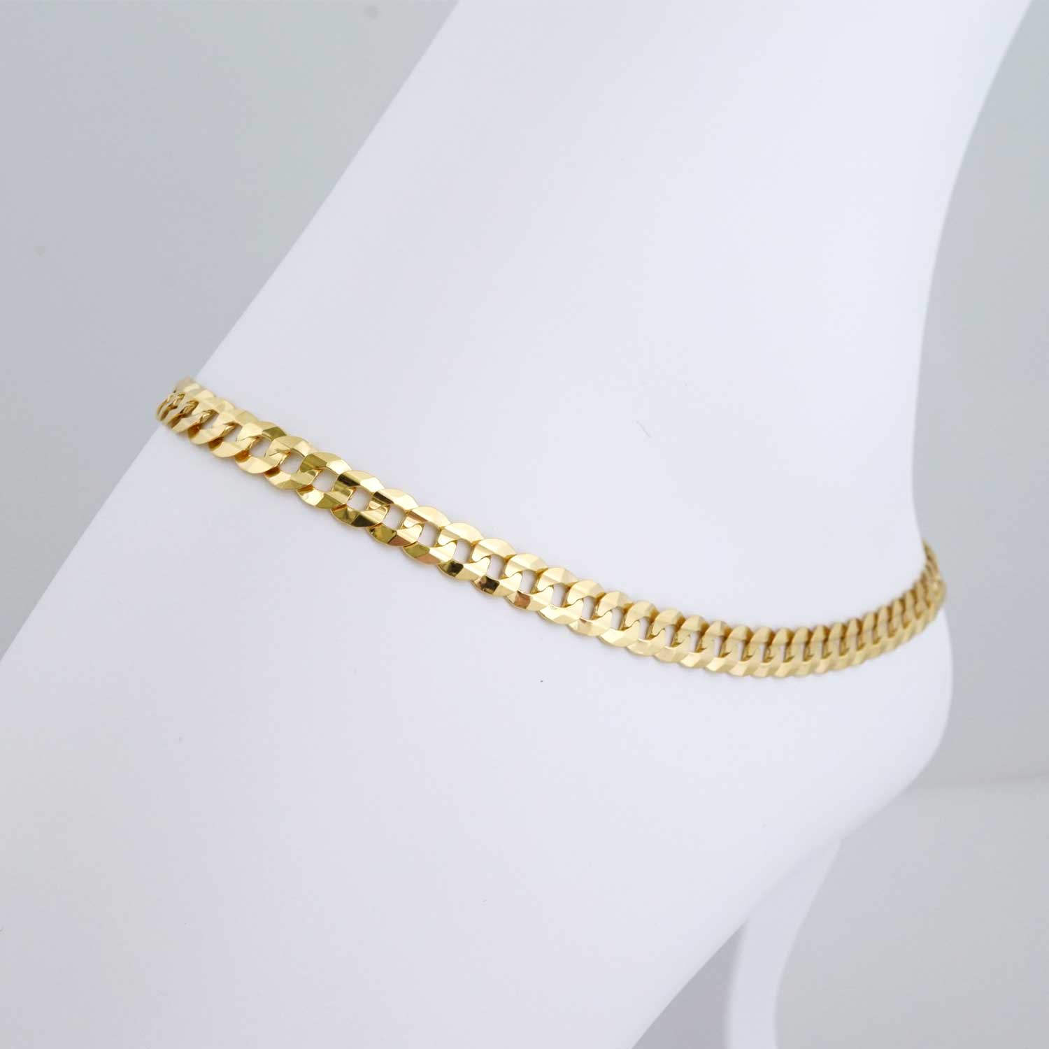 10k Yellow Gold Italian Solid Curv Anklet