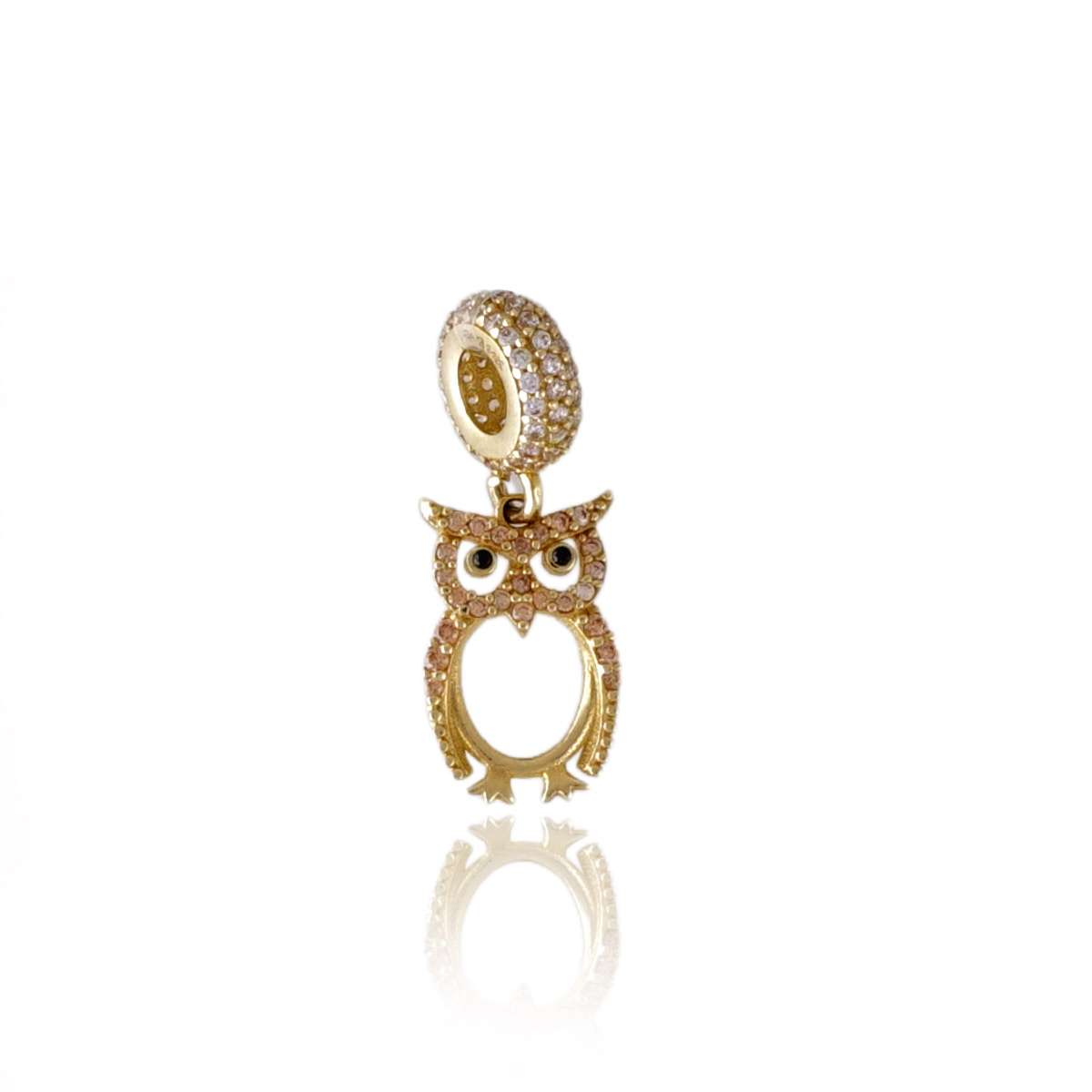 14k Gold Owl Bracelet Charm