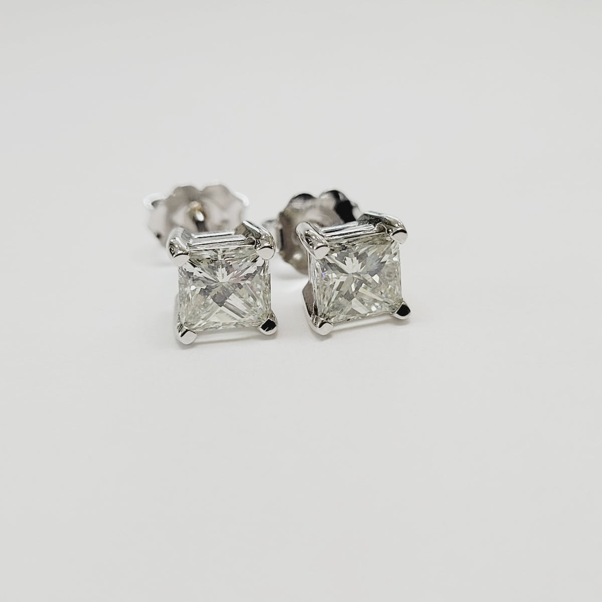 1.43 Carat Princess Cut Diamond Studs