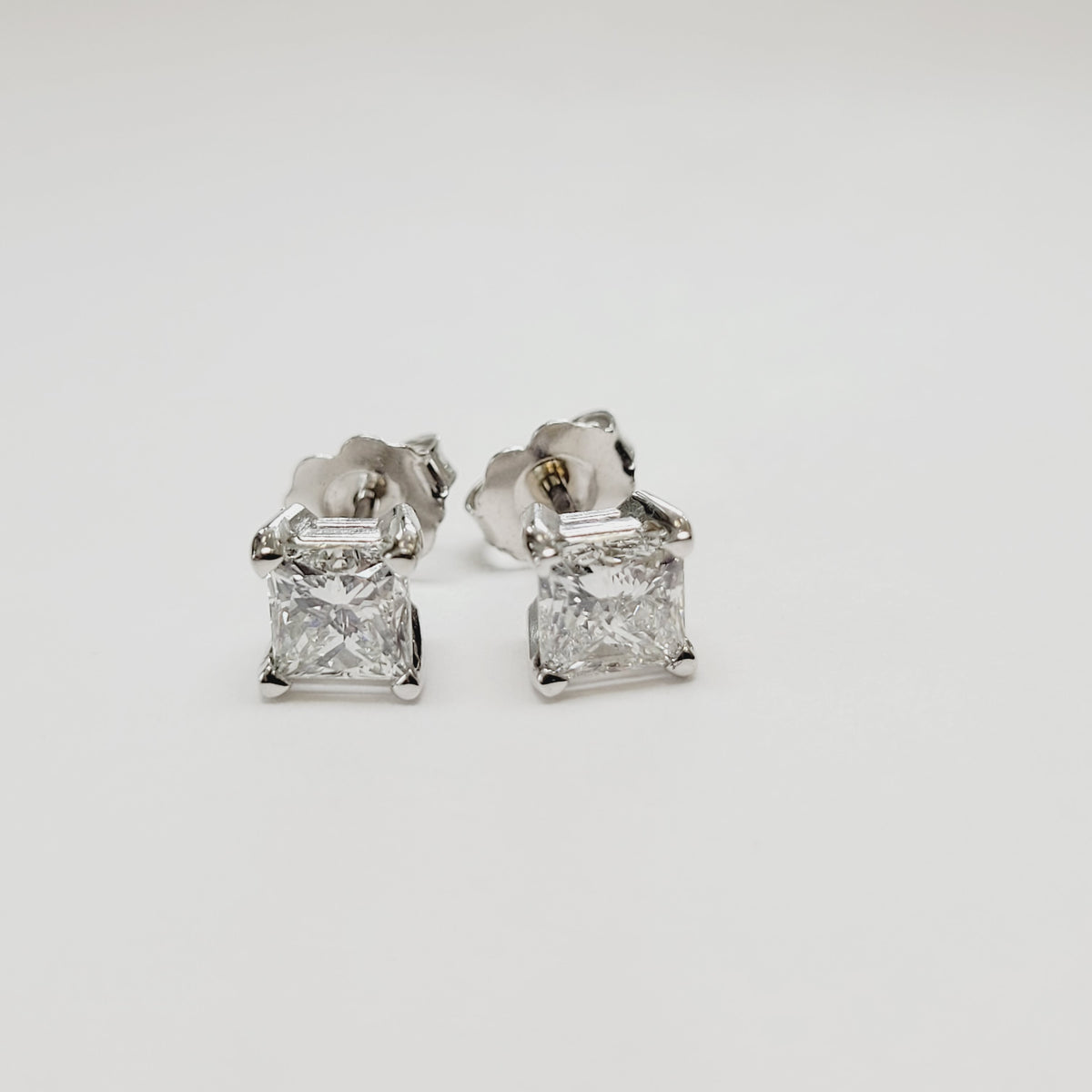1.42 Carat Princess Cut Studs