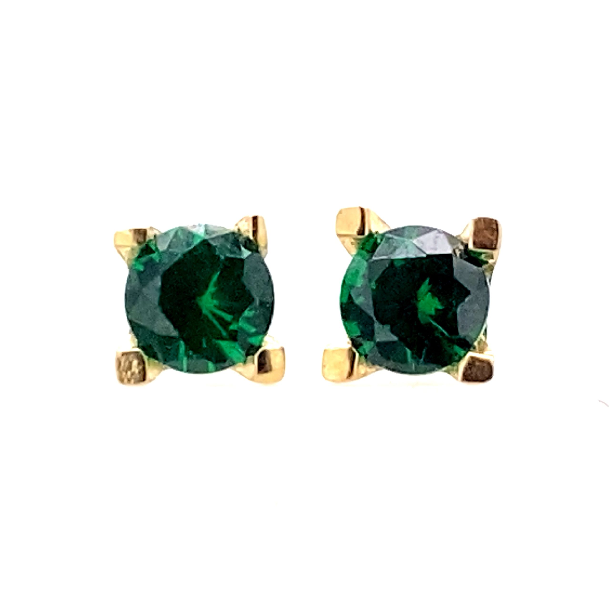 Emerald Color CZ 14K gold earrings