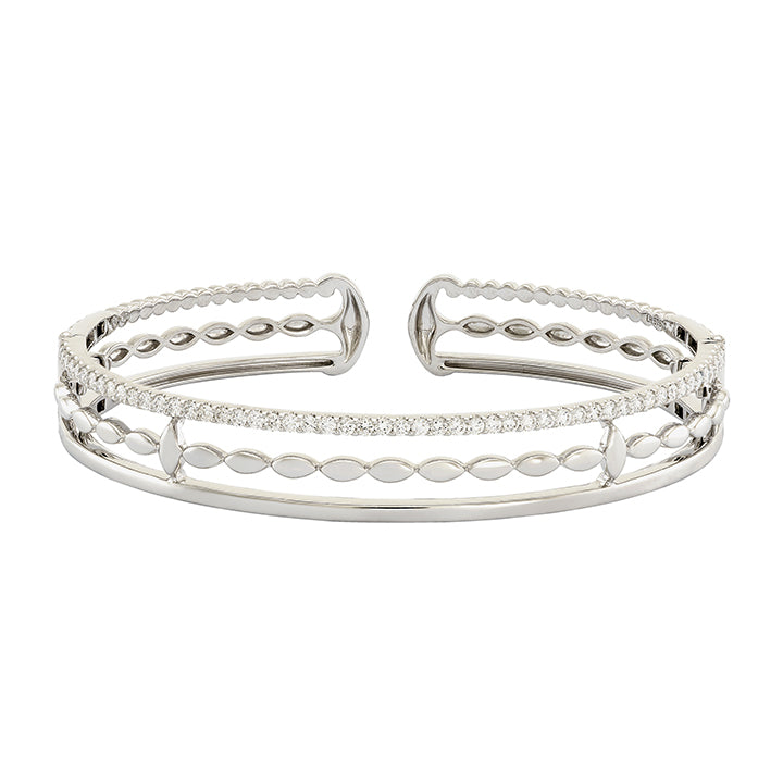 Etho Maria 18K White Gold 0.78ctw Diamond 3-Row Cuff Bracelet - HB1161LH58181