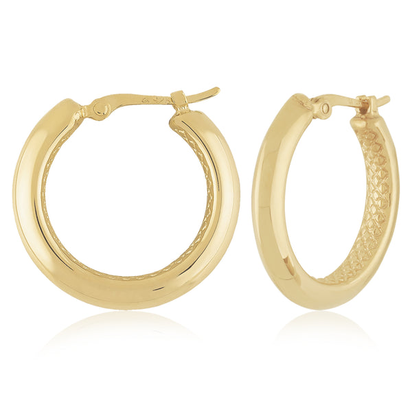 14K Yellow Gold Small Knife Edge Hoop Earrings