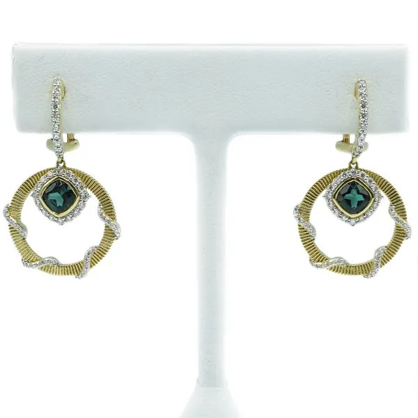 Sloane Street Green Tourmaline and Diamond Earrings - 18k Yellow Gold