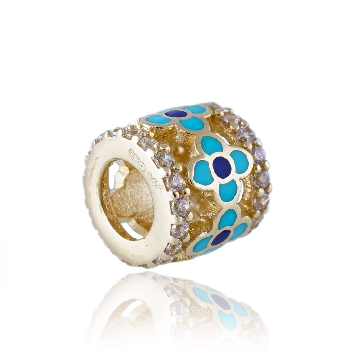 14k Yellow Gold CZ Spacer Charm