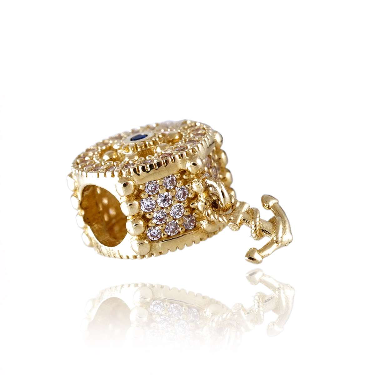 14k Gold Anchor Ship Wheel Charm