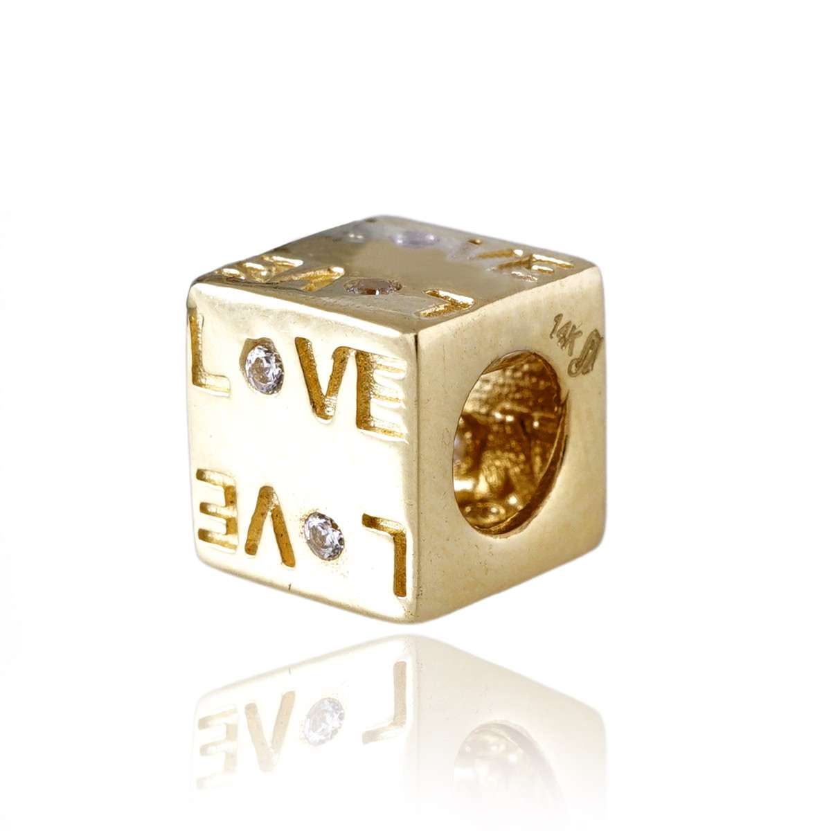 14k Gold Love Cube Charm