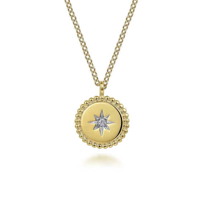 Gabriel & Co. 14k Yellow & White Gold Diamond Starburst Necklace- NK6869Y45JJ