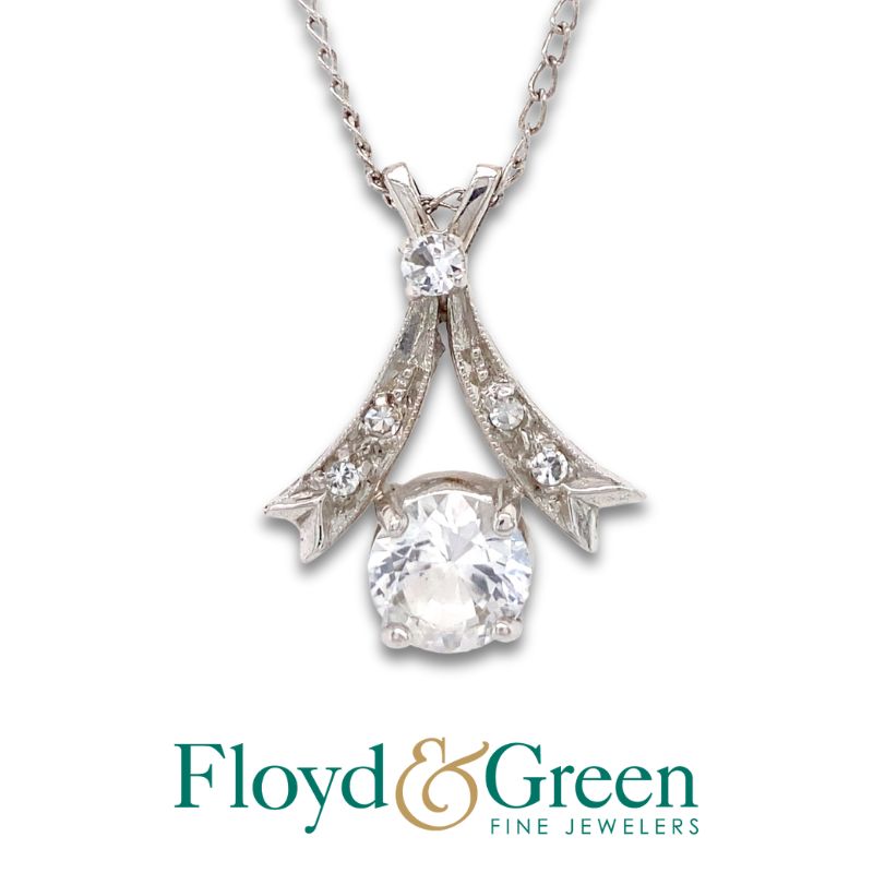 White Sapphire Drop Pendant Necklace