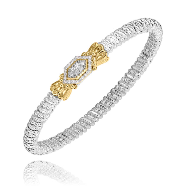 Vahan Sterling Silver and 14k Gold Moiré Beaded® Bangle Bracelet – 23588D04