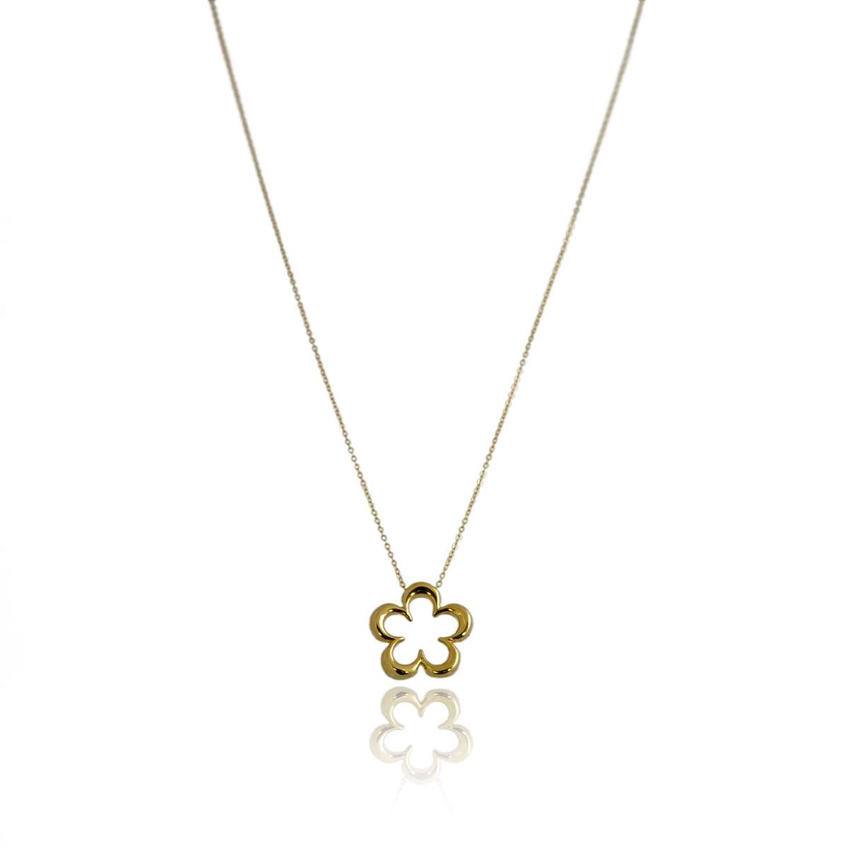 14k Gold Flower Pendant and Chain
