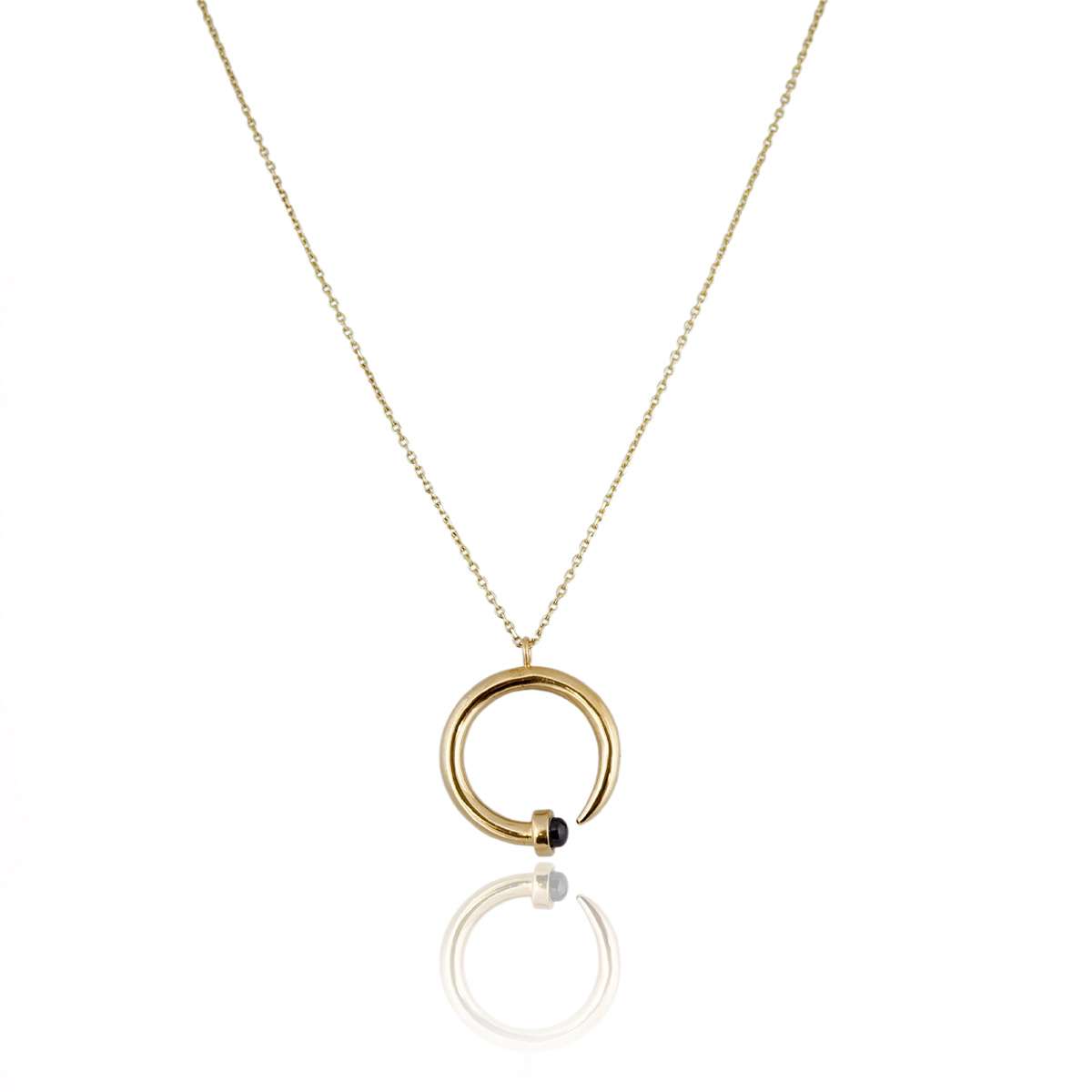 14k Gold Curve Nail Pendant and Chain Set