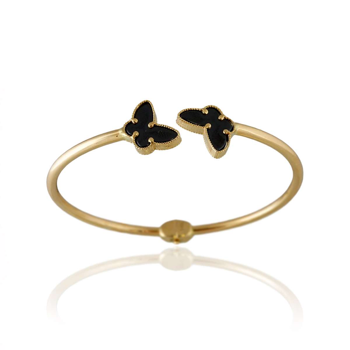 14k Gold Black Butterfly Bangle
