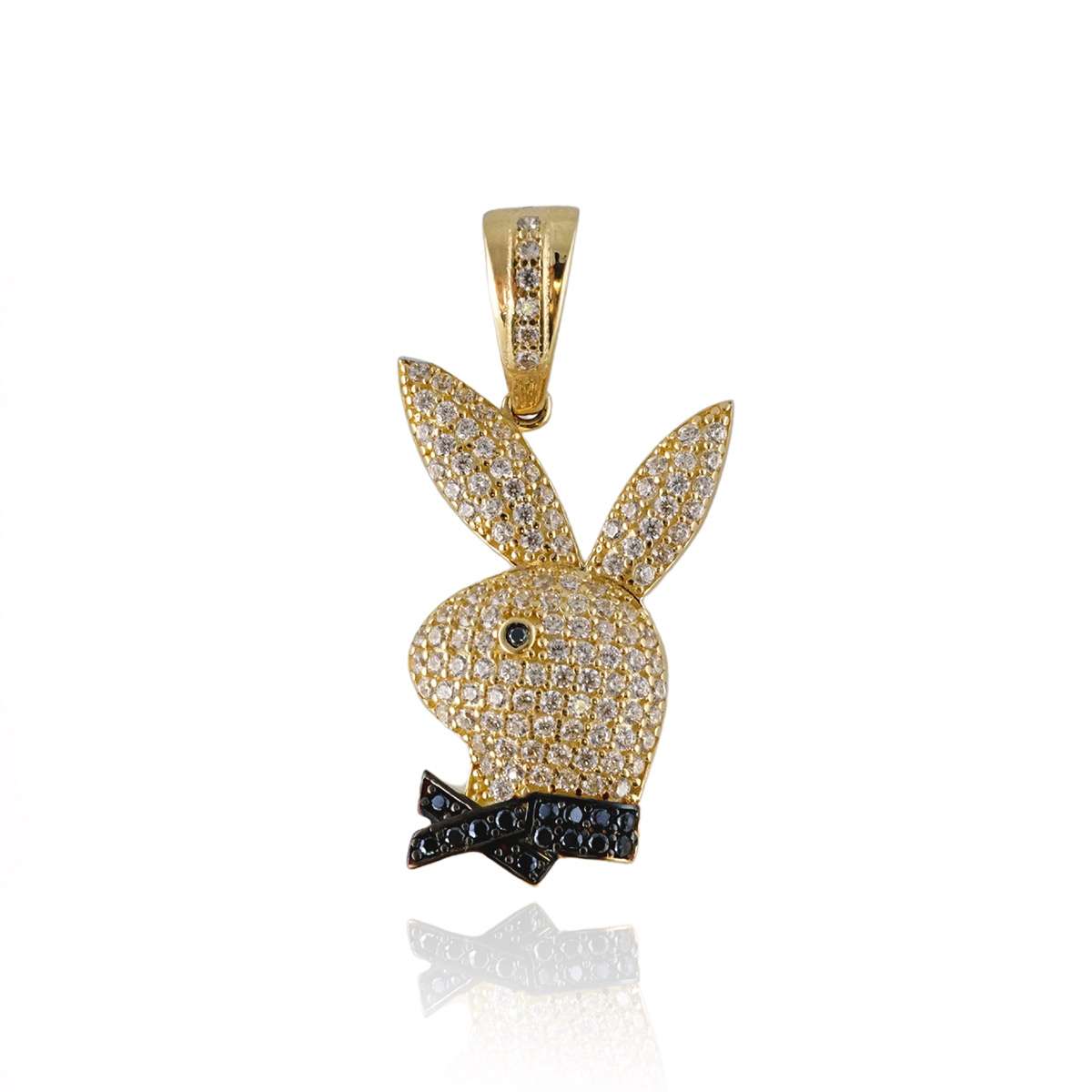 14k Gold Zircon Bunny Pendant