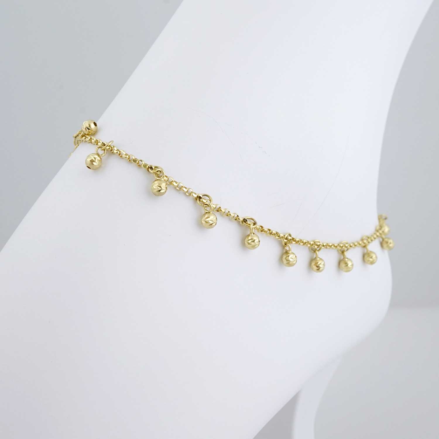 10k Yellow Gold Pendant Ball Anklet