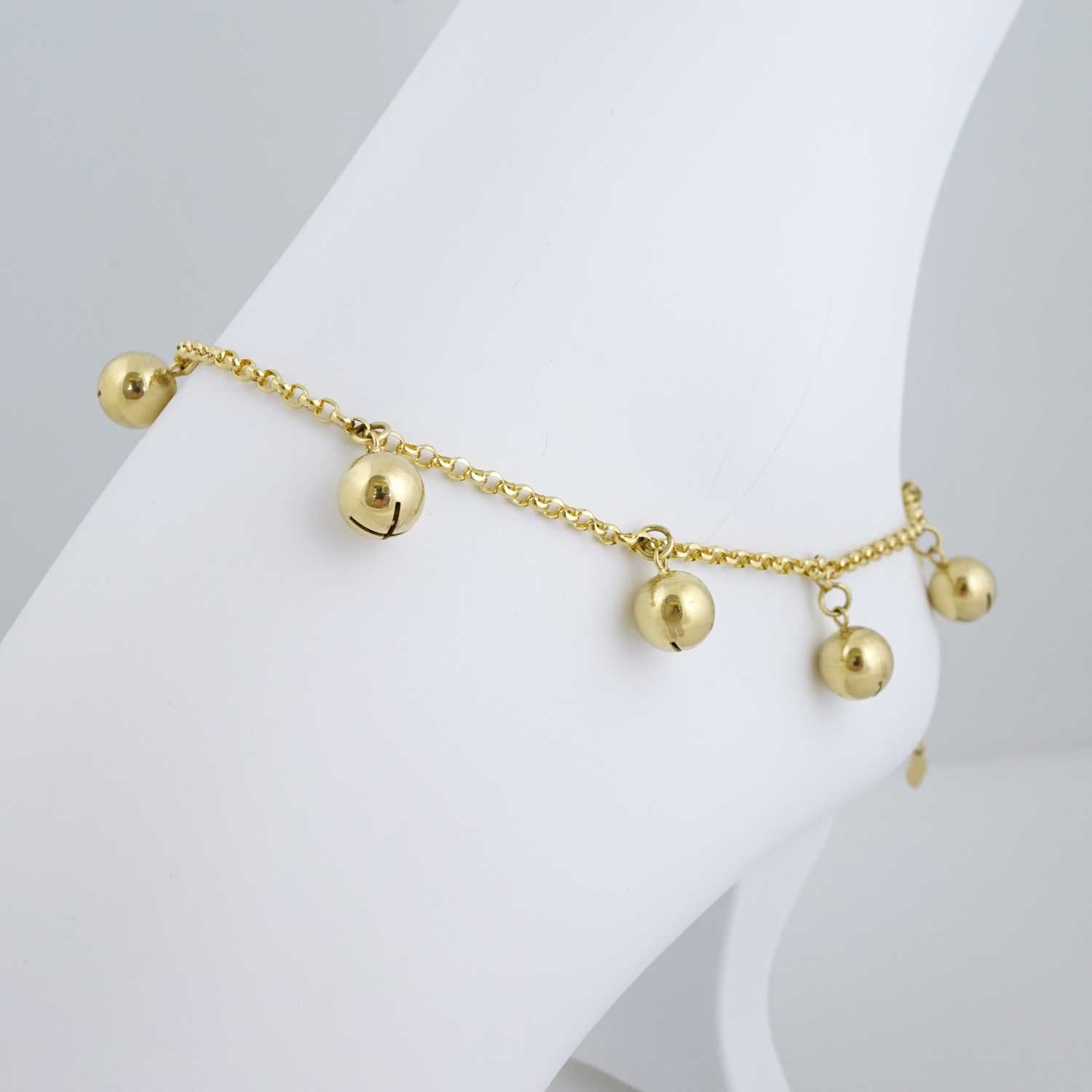10k Yellow Gold Gingle Bell Anklet