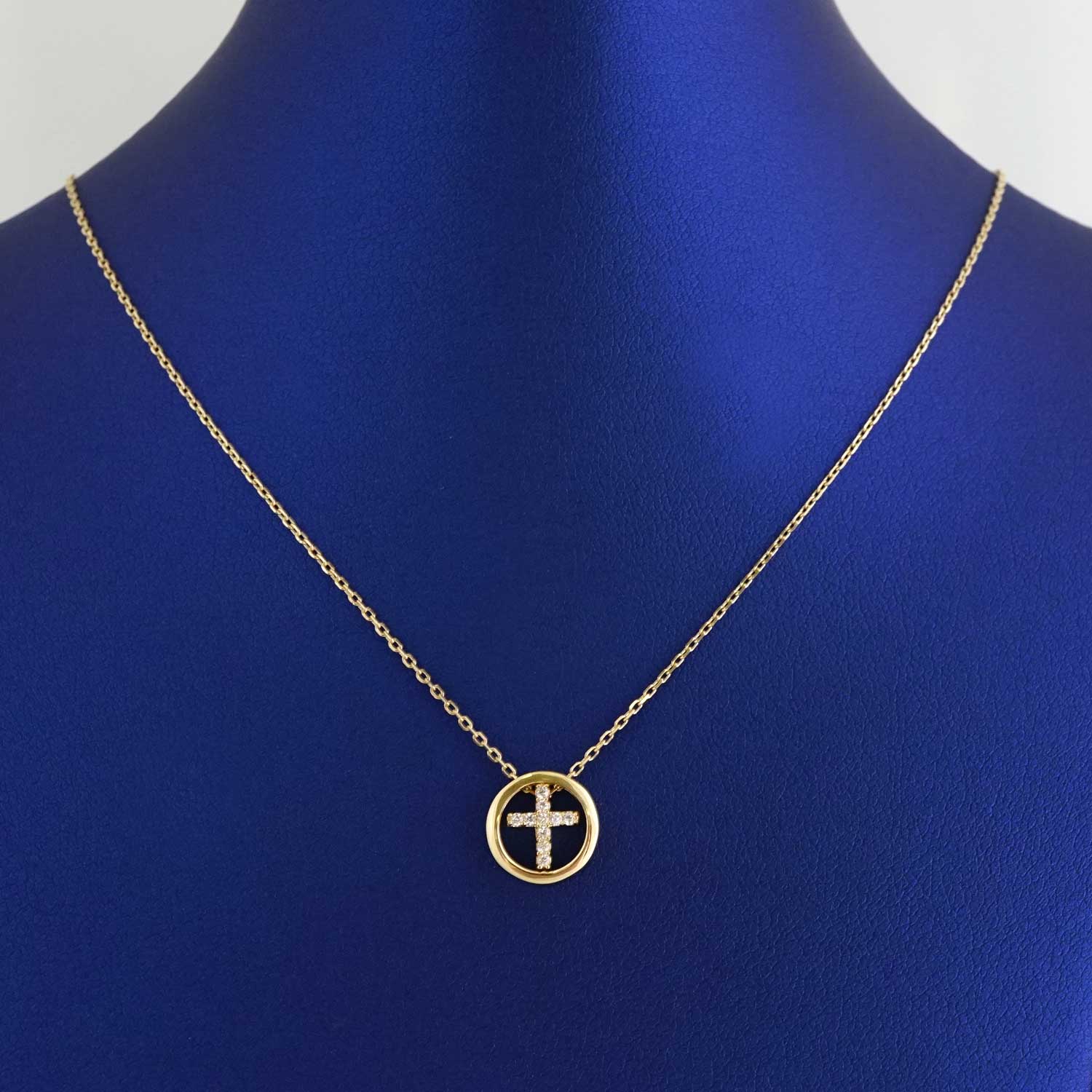 Women’s 14k Yellow Gold Cross Circle Chain