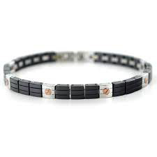 Silver and Black Ceramic Bracelet