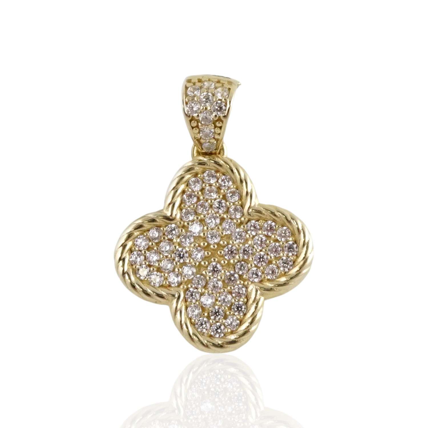 10k Yellow Gold Zircon Clover Pendant