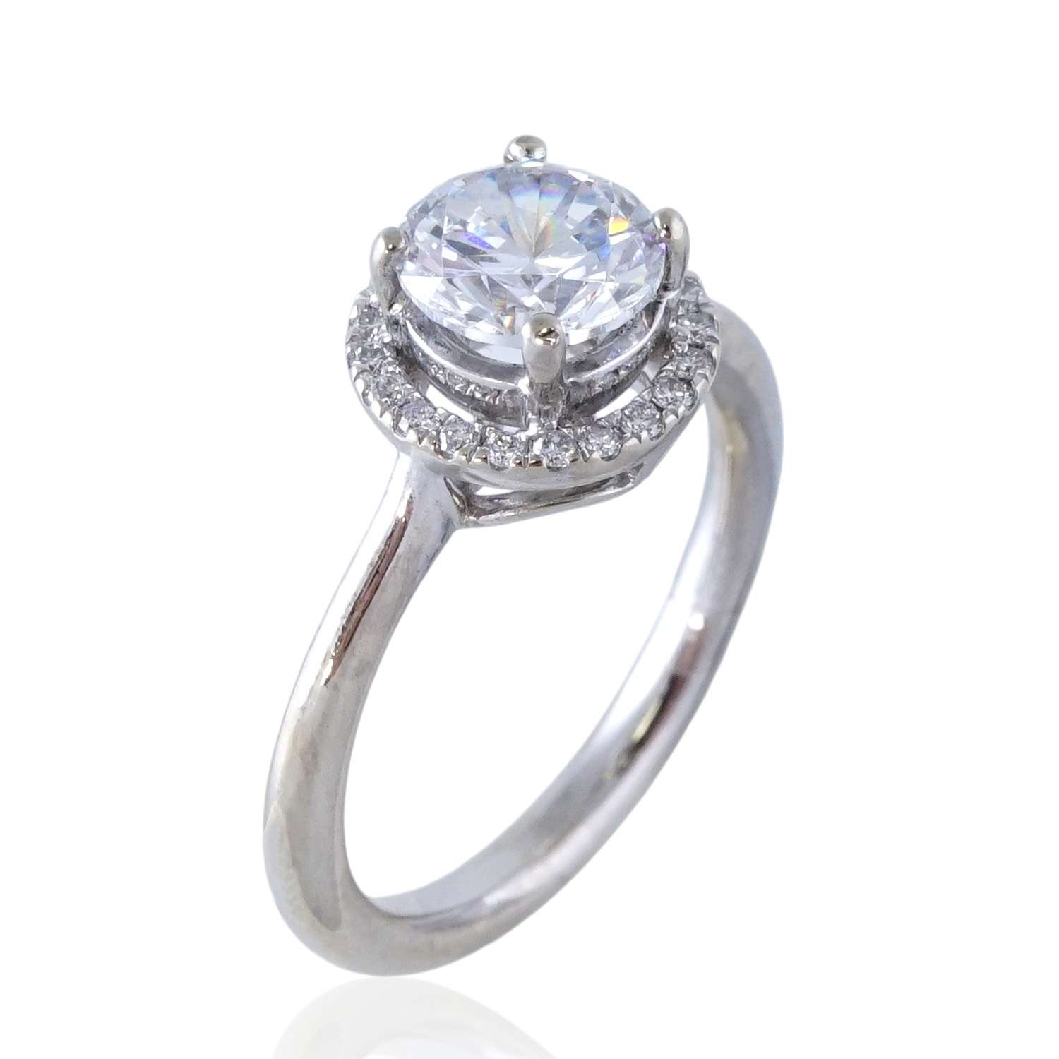 10k White Gold Zircon Stone Ring for Women