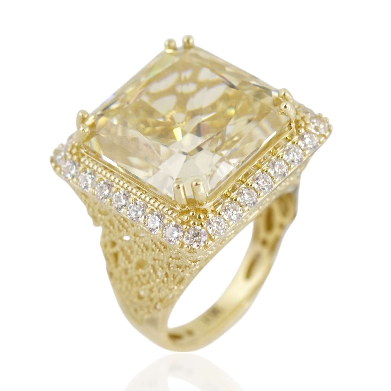 10k Yellow Gold Champagne Zircon Stone Ring
