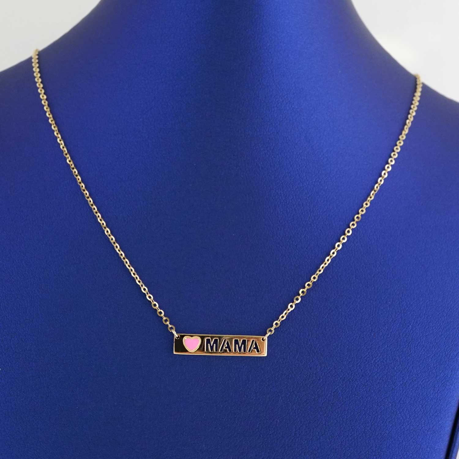 14k Yellow Gold Name and Pink Heart Chain