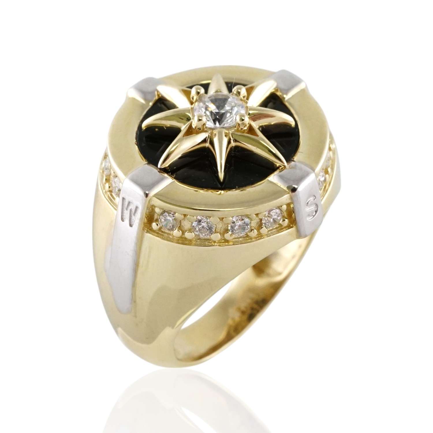10k Yellow Gold Onyx Star Zircon Ring