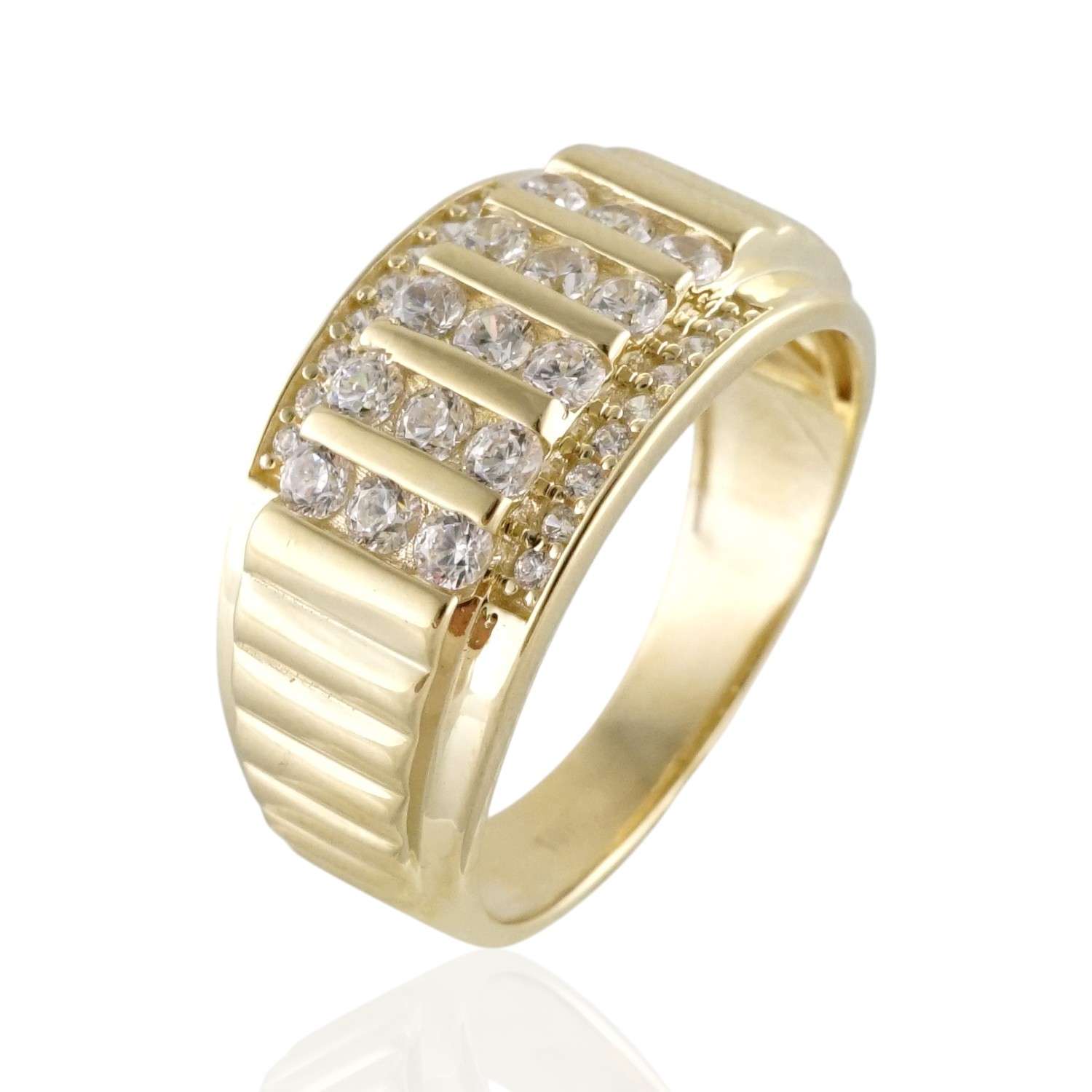 10k Yellow Gold Five Rows Stone Ring