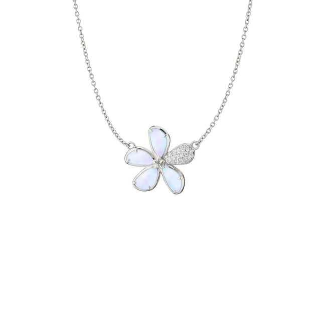 Monica Rich Kosann Mother of Pearl Flower with White Sapphire Necklace – CH-41773