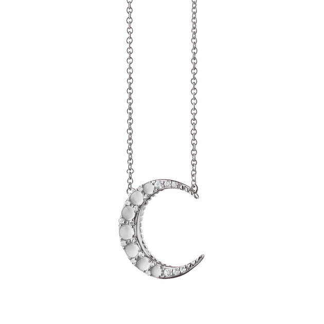 Monica Rich Kosann Sterling Silver Moonstone Midi Crescent Moon Pendant – CH-41291