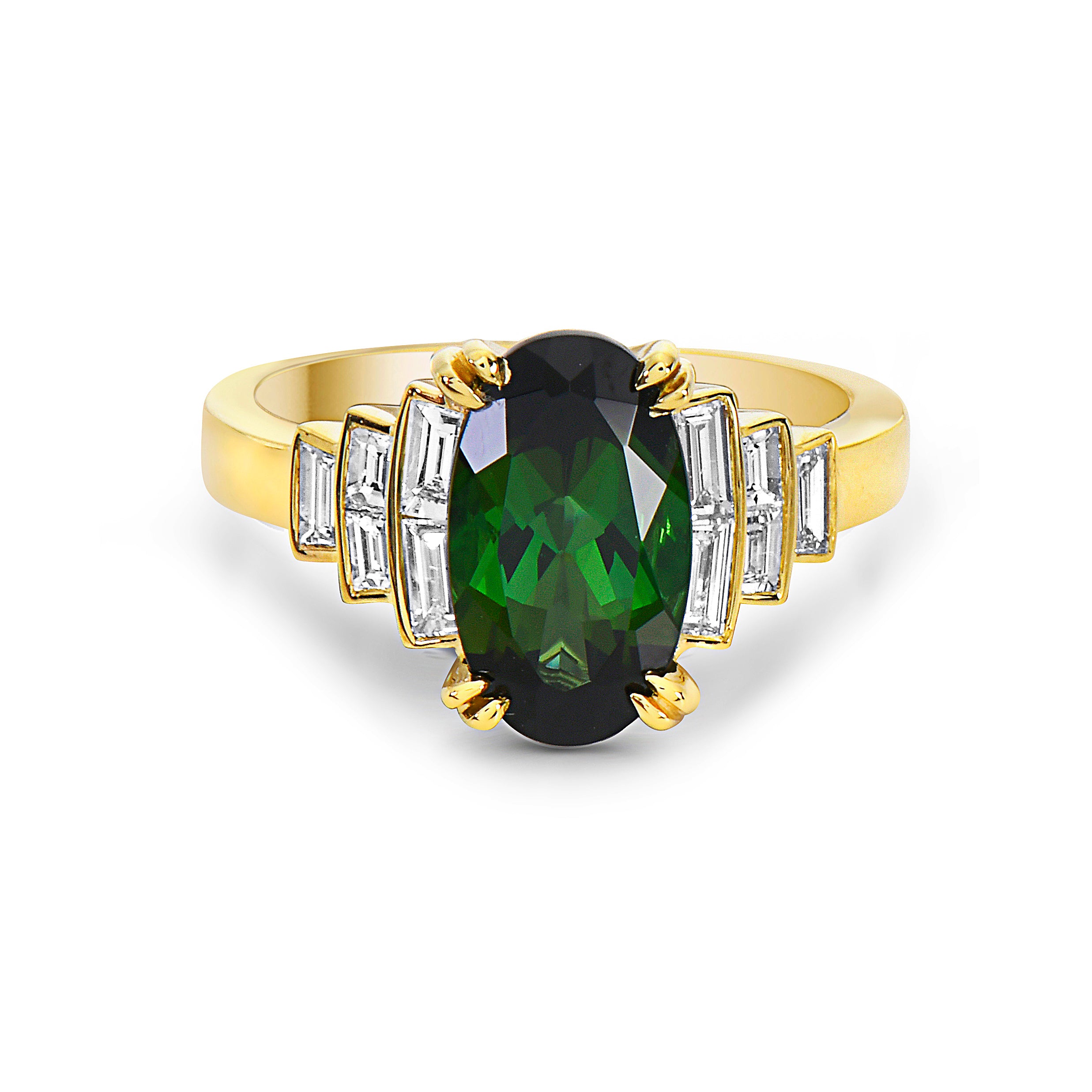 Diamond and Green Tourmaline Ring