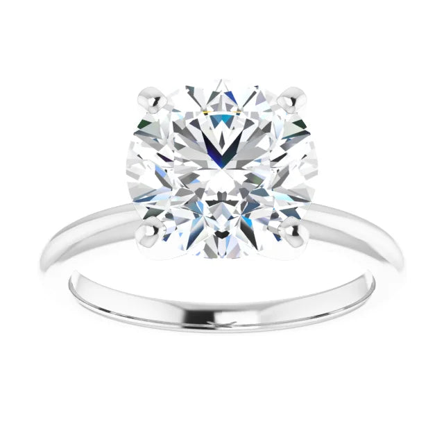 14k White Gold 3.01ct Round F VVS2 Lab Grown Solitaire