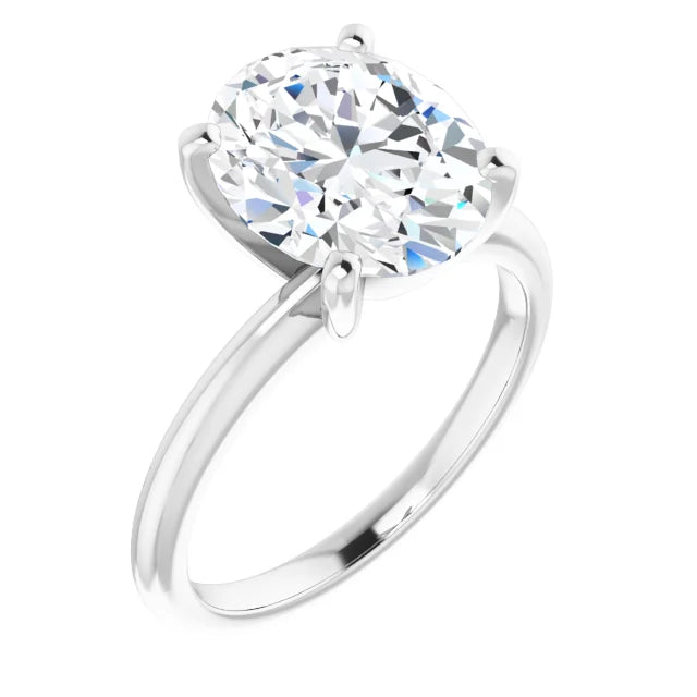 14k White Gold 3.02ct Oval Lab Grown Solitaire