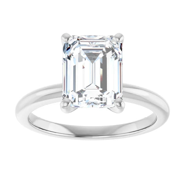 14k White Gold 3.07ct Emerald Cut Lab Grown Solitaire
