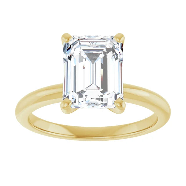 14k Yellow Gold 3.04ct Lab Grown Emerald Cut Solitaire