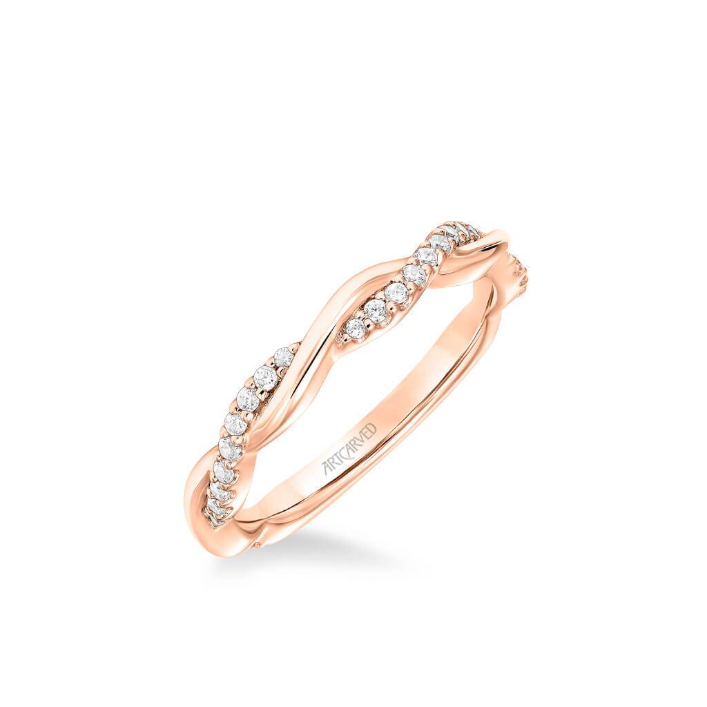 Contemporary Half Diamond Half Rope Wedding Band
