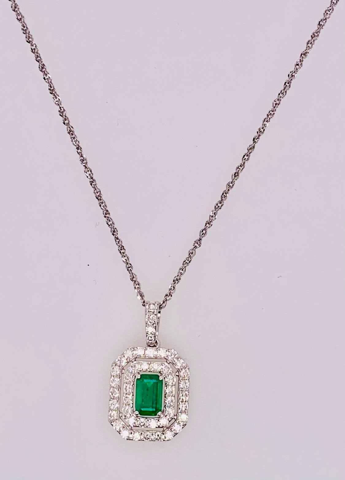 14K Emerald & Diamond Pendant